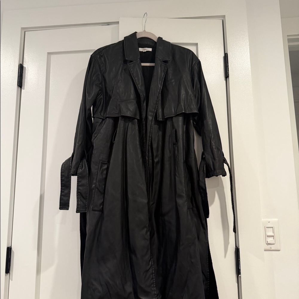 Leather trench coat